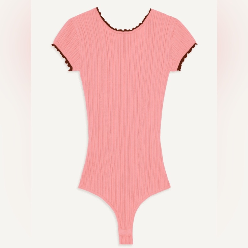 Guest in Residence Cashmere Crew Neck Bodysuit - Pink Tops